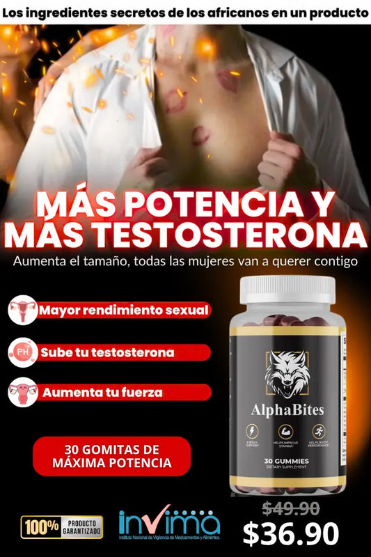 ALPHA BITES™ Gomitas para incrementar la Fuerza y Vitalidad Masculina